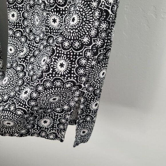 Talbots Cotton Pants Straight Leg Lightweight Pull On Print Black White Size S - Picture 9 of 12